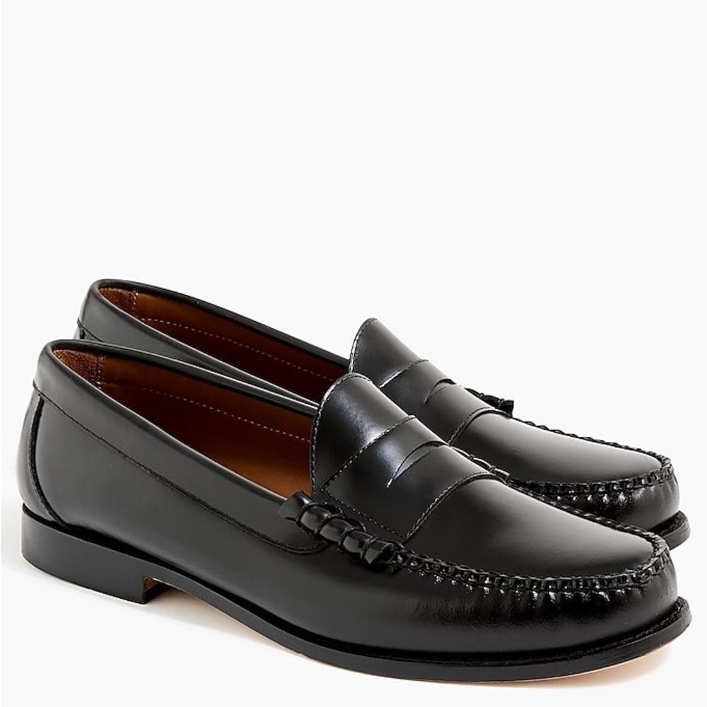 J. Crew Black Leather Penny Loafers